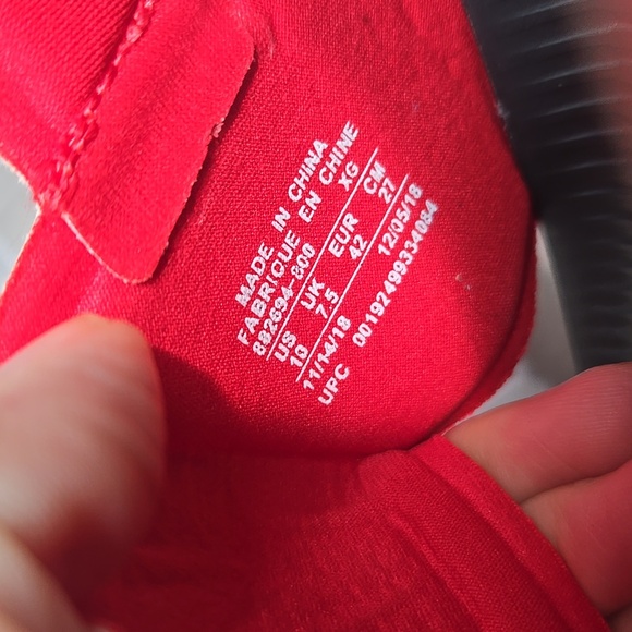 Nike Women Tanjun Lightweight Logo Red Hook&loop Sandals Shoes Sz 10 - Picture 10 of 11